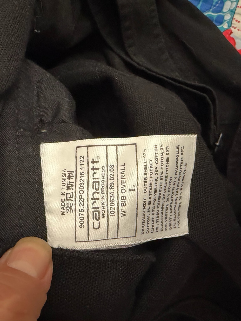 Carhartt Black Bib Overalls with Logo Patch women’s size Large - Picture 5 of 7